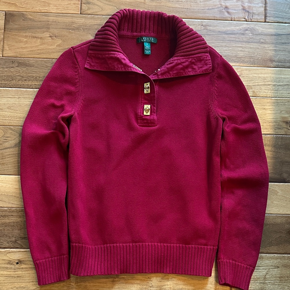 Lauren Ralph Lauren gold clasp military style sweater. Sz medium